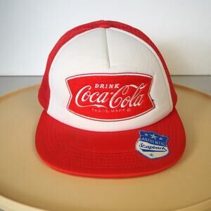 Coca Cola Snap Back Trucker Hat Cap Mesh Red White Retro Classic‎ Patch OSFM